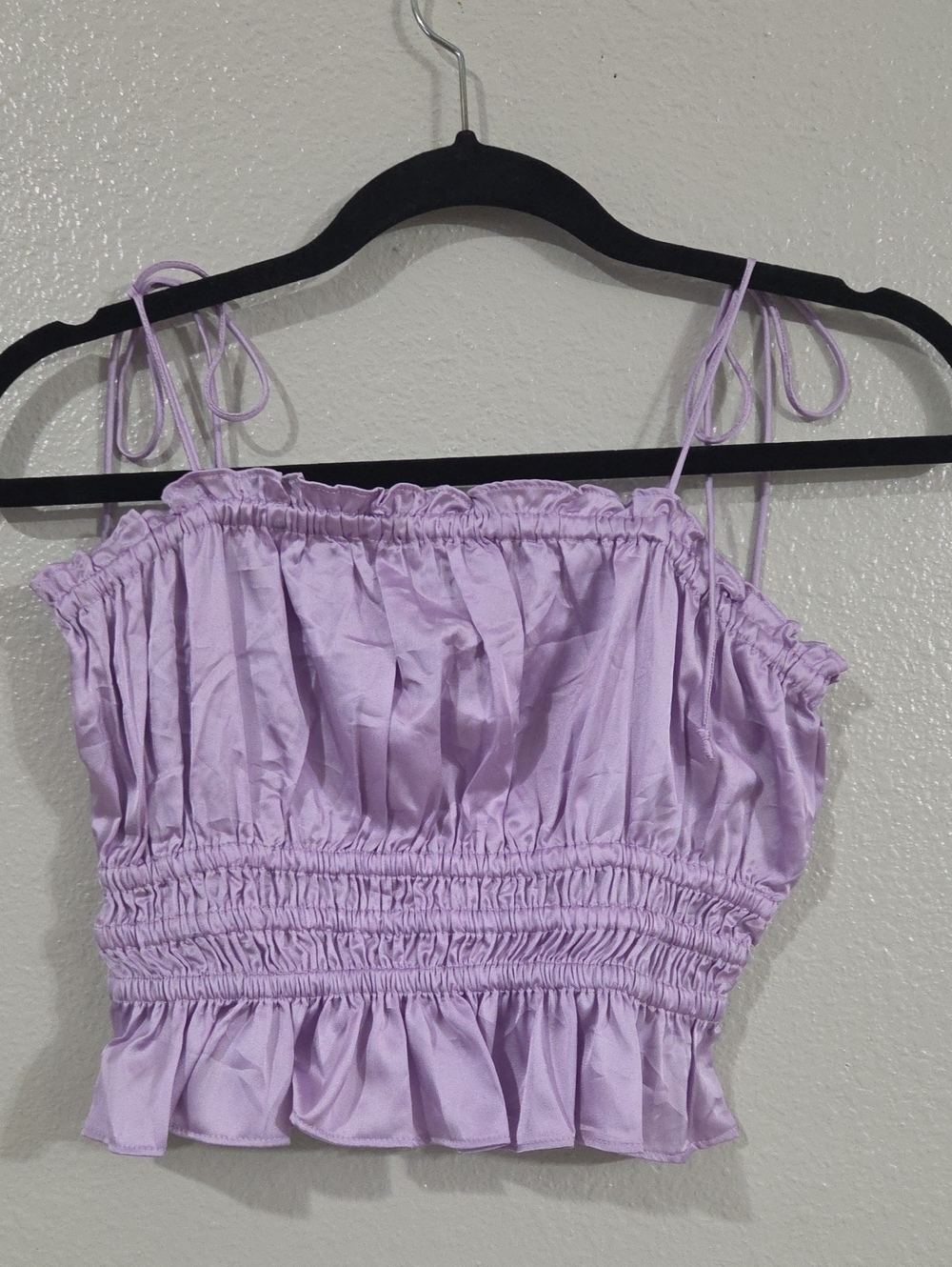 Cotton Candy Lilac Smocked Satin Crop Top - Women Intimates & Sleepwear
